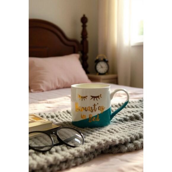 SLANT NAMASTAY IN BED MEDITATION COFFEE DRINK 20OZ MUG CUP - Picture 1 of 6